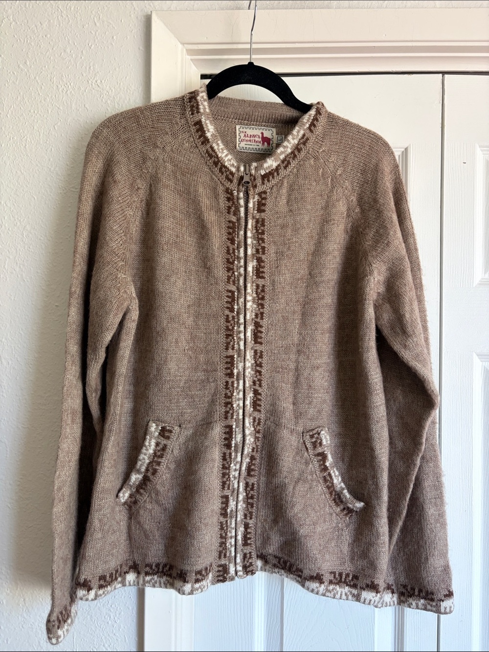 The Alpaca Connection Zip Knit Sweater size Large Alpaca Wool Sweater